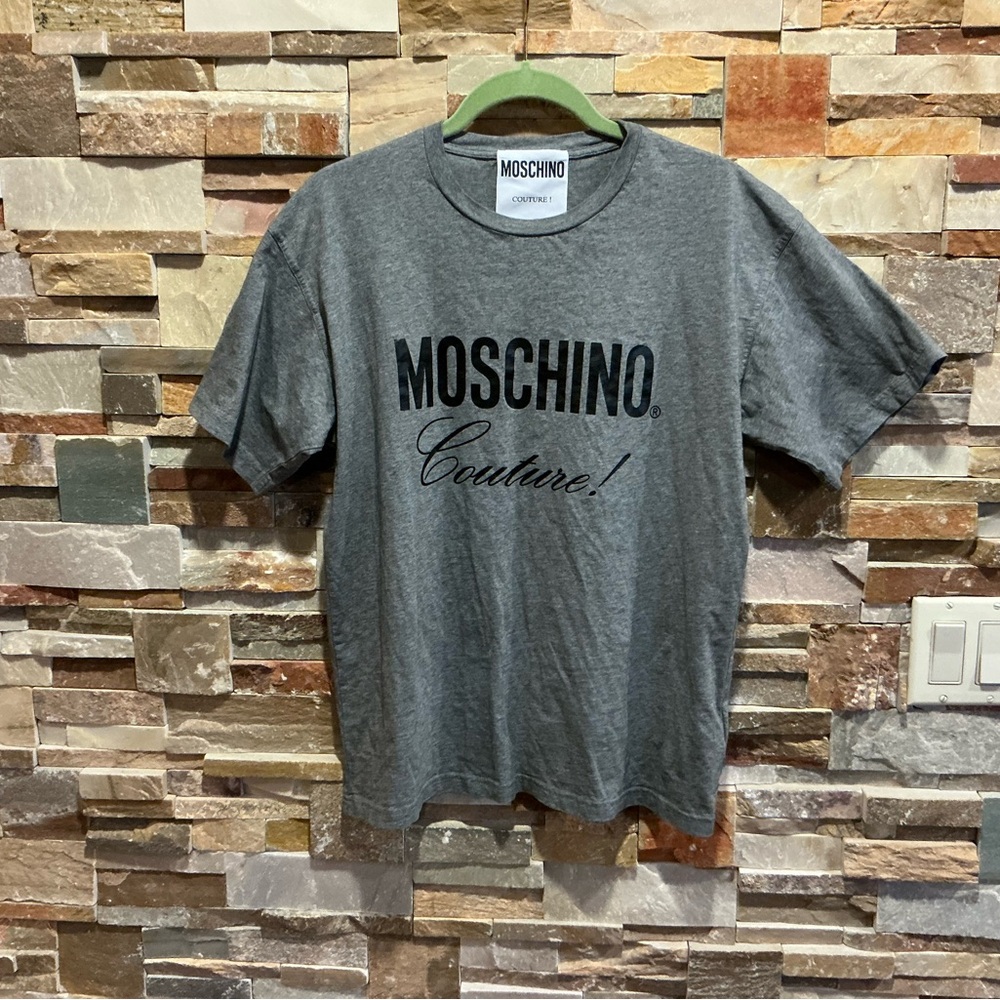 Moschino Grey and Black Logo Tee
